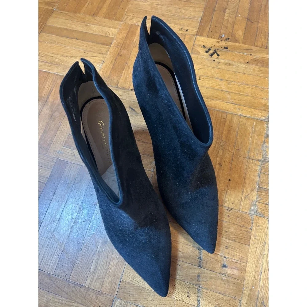 Gianvito Rossi Levy 85 Ankle Boots Women 39.5 Black Suede Good Pointed Toe Italy